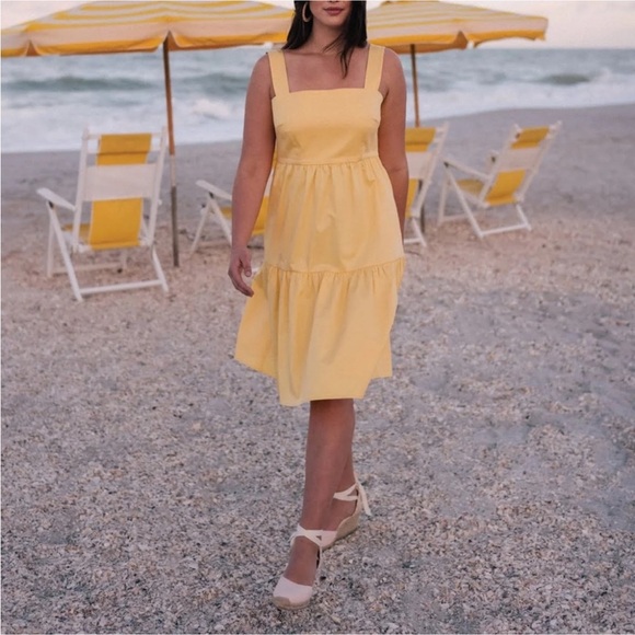 Gal Meets Glam Desiree Dress in Canary Yellow Size 10 Midi Length Sleeveless - Picture 2 of 10